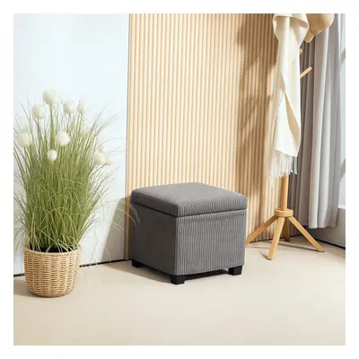 (Grey) HOMCOM cm Ottoman Storage Box with Removable Lid, Foot Rest