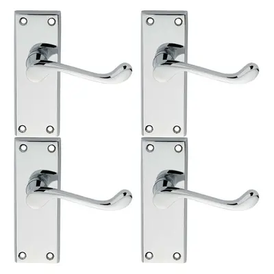 4x PAIR Victorian Scroll Lever on Short Latch Backplate x 43mm Chrome