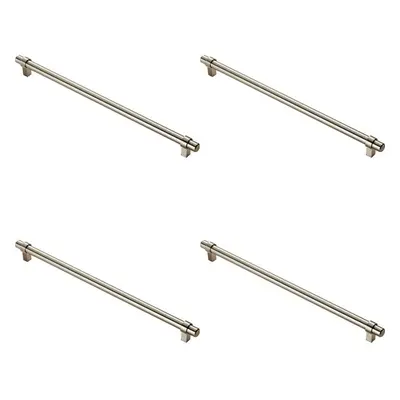 4x Round T Bar Cabinet Pull Handle x 14mm 320mm Fixing Centres Satin Nickel