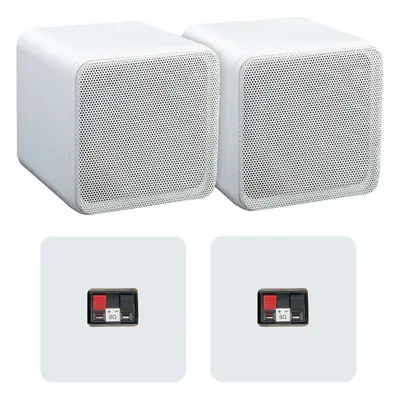 Pair of Inch ABS Bookshelf Speakers - 80W 8Ohm - White HiFi Surround Sound Home Cinema