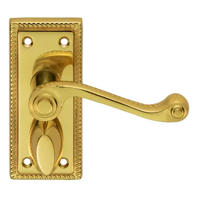 PAIR Reeded Design Scroll Lever on Bathroom Backplate x 48mm Polished Brass