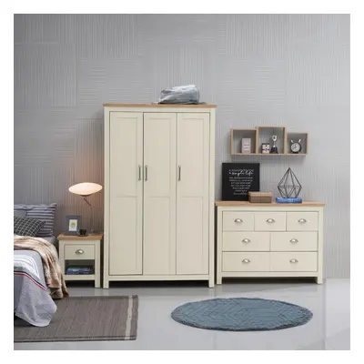 3 Piece Bedroom Set Door Wardrobe 3+4 Chest Drawer Bedside Table