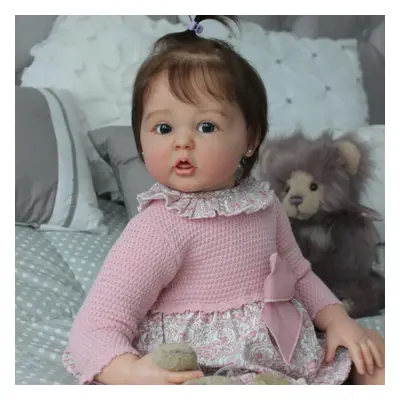 (as the picture, 60cm 3D-paint Skin Doll) Bzdoll 3D-paint Skin With Vein Silicone Reborn Baby Bo