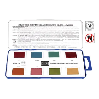 AMAcO Non-Toxic Semi-Moist Underglaze Set - c in Pan, oz, Assorted color, Set of