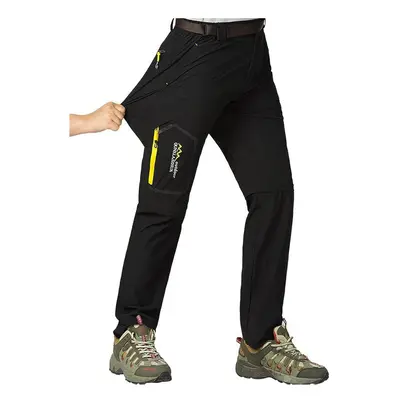 (black, Asian size L) Spring Hiking Tactical Pants Men Waterproof Detachable Fishing Wear Climbi