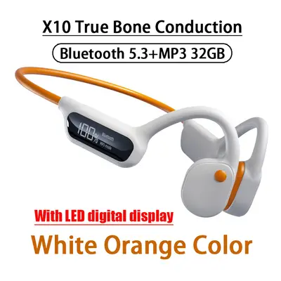 (x10-White-LED-32G) X7/X10 IPX8 Waterproof Swimming Bone Conduction Bluetooth 5.3 Headphone