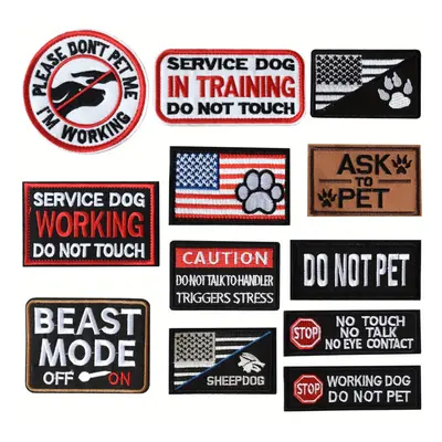 J CARP 12pcs Service Dog Patches For Men Tactical Pet In Training Embroidered Fastener Hook And 