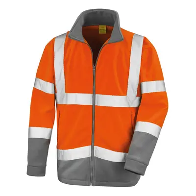 (3XL, Fluorescent Orange) SAFE-GUARD by Result Mens Microfleece Hi-Vis Rail Jacket