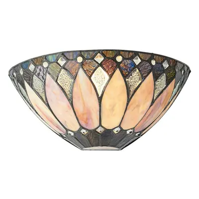 Tiffany Glass Wall Light Cream & Textured Deco Shade Interior Sconce i00241