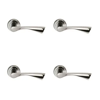 4x PAIR Angular Twisted Handle on Round Rose Concealed Fix Polished Chrome