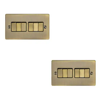 2 PACK Gang Metal Multi Light Switch ANTIQUE BRASS Way 10A Black Trim