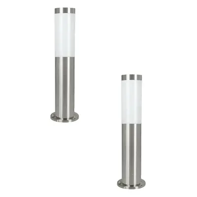 2 PACK IP44 Outdoor Bollard Light Stainless Steel 12W E27 450mm Driveway Post