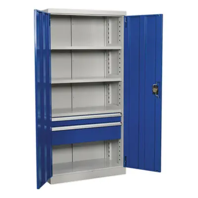 1800mm Double Door Industrial Cabinet - Drawers & Shelves - Point Lock