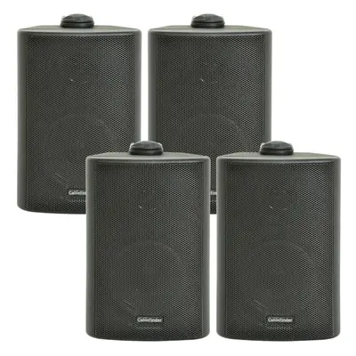 4x 5.25" 90W Black Outdoor Rated Garden Wall Speakers Wall Mounted 8Ohm & 100V