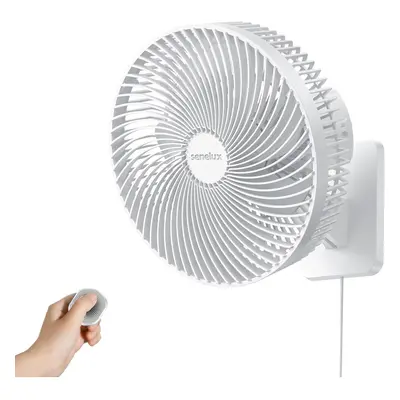 10" Oscillating Wall Fan with Remote Control, High Performance Speed Settings, Adjustable Tilt, 