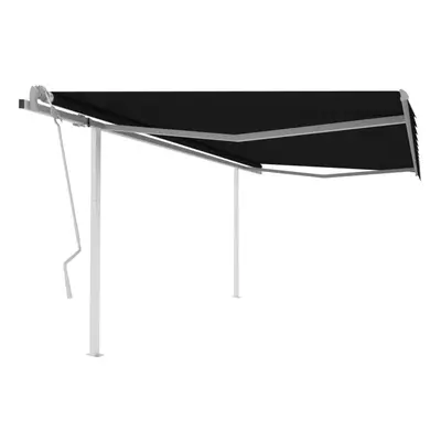 vidaXL Manual Retractable Awning with Posts 4x3 m Anthracite Outdoor Garden