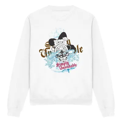 (XL, White) SpongeBob SquarePants Unisex Adult Simply Unsinkable Sweatshirt