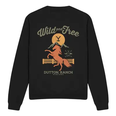 (S, Black) Yellowstone Unisex Adult Wild & Free Sweatshirt