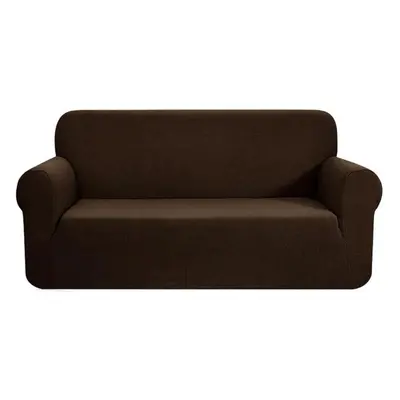 (dark brown, Seater) Thick Elastic Sofa Cover Slipcover For Living Room Stretch Polar Fleece Arm