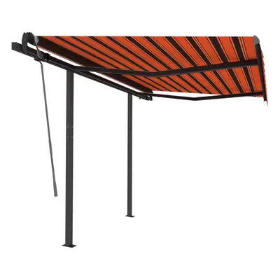 vidaXL Manual Retractable Awning with Posts 3.5x2.5 m Orange and Brown Garden