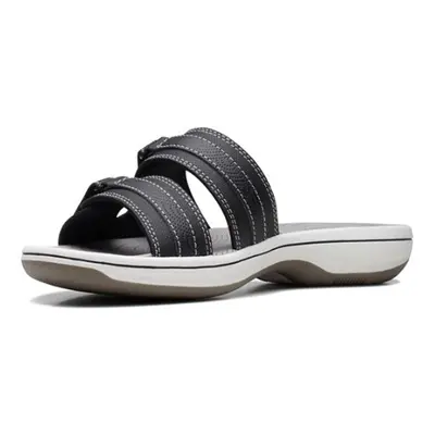 Clarks Women's Breeze Piper Slide Sandal Black Synthetic