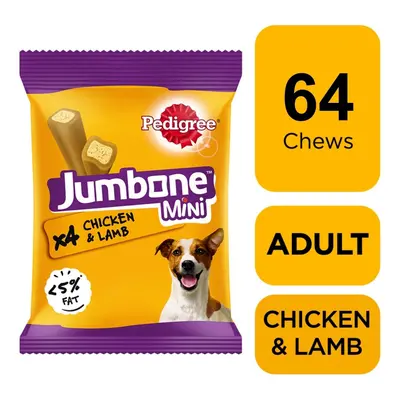 64 Pedigree Jumbone Mini Small Dog Treats Chicken & Lamb Dog Chews (8x160g)