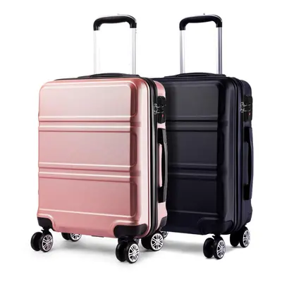 (black+nude) 20+20 inch 2Pcs Colorful ABS Cabin Suitcase With TSA Lock