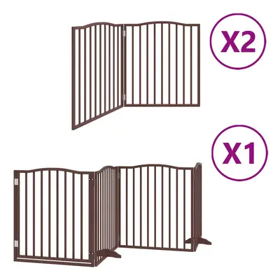 (brown, x x cm/ pcs) vidaXL Dog Gate with Door Foldable Dog Fence Pet Gate Dog Barrier Poplar Wo