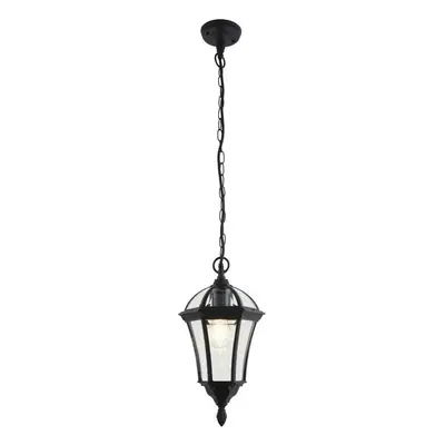 IP44 Outdoor Hanging Pendant Porch Light Traditional Black & Glass Lantern Lamp