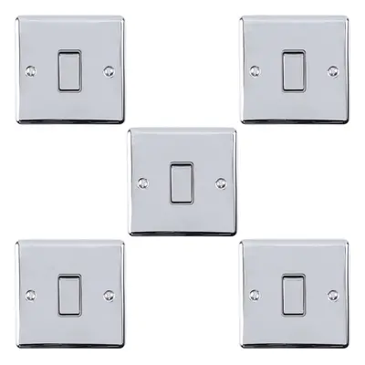 5 PACK Gang Single Metal Light Switch POLISHED CHROME Way 10A GREY Trim