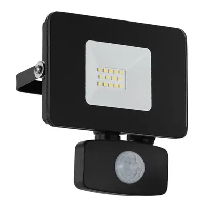 IP44 Outdoor Flood Light & PIR Sensor Black Aluminium 10W Built in LED