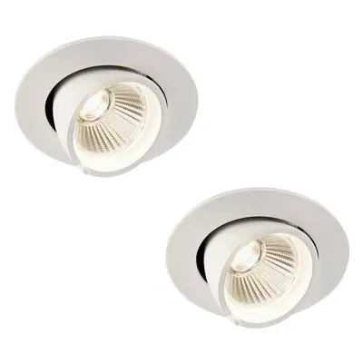 2 PACK Fully Adjustable Ceiling Downlight - 9W Cool White LED - Matt White