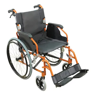 Deluxe Self Propelled Aluminium Wheelchair - Compact Foldable Design - Orange