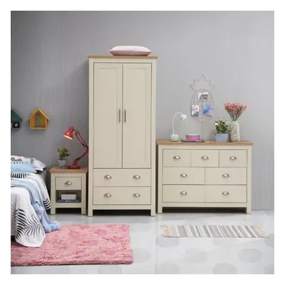 3 Piece Bedroom Set Door Wardrobe 3+4 Chest Drawer Bedside Table