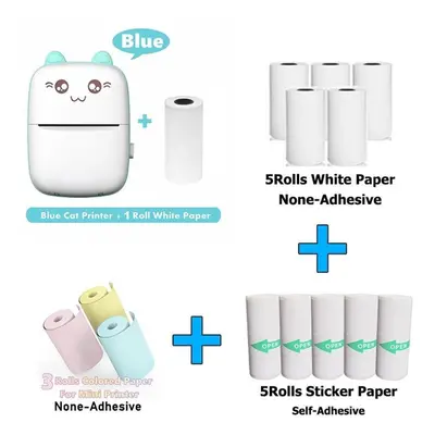 (as the picture) Mini Photo Pocket Printer Portable Ink-free Thermal 57mm Sticker Trans Paper Wi