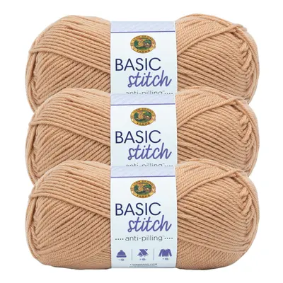 Lion Brand Yarn Basic Stitch AntiPilling Knitting Yarn Yarn for Crocheting 3Pack Clay