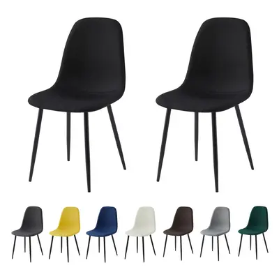 (SET OF 2, BLACK) 2/4/6Pcs Fabric Dining Chair with Metal Legs Bella