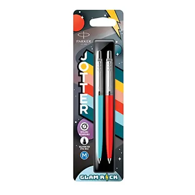 Parker Jotter Originals Ballpoint Pens | Glam Rock Collection | Azure Blue & Vermilion | Blue In