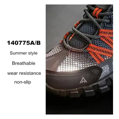 (dark gray,orange, 39) Humtto Summer Hiking Shoes Outdoor Casual Shoes For Men Breathable Non-sl