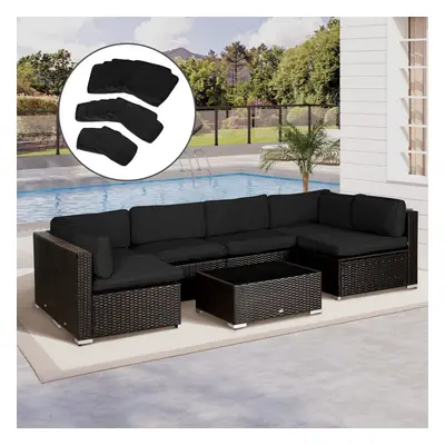 Outsunny Garden Rattan Sofa Set Polyester Cover Replacement No Cushion Black