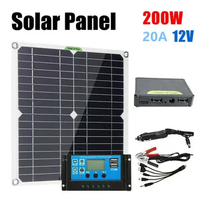 (Set- controller 20A) Watt Solar Panel Kit Portable Dual-USB with LCD Solar Controller 12V Foldi