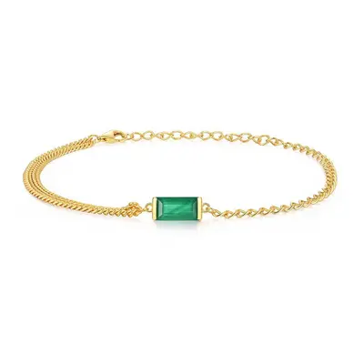 (green, Total length:22cm) Fashion Simple Design Bracelet Chain Natural Green Agate Gemstone Bag