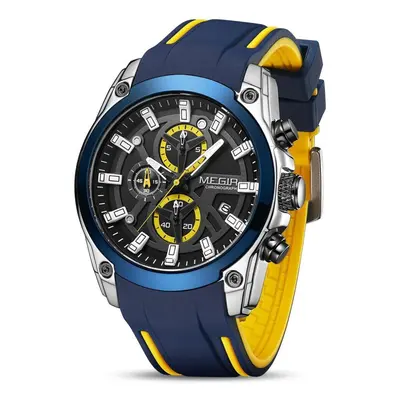 (blue) Megir Analogue Quartz Sport Wrist Watches Fashion Luxury Chronograph Luminous With Comfor