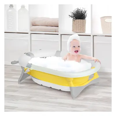 HOMCOM Foldable Baby Bath Tub Ergonomic with Temperature-Induced Water Plug