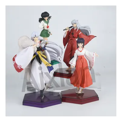 (4PCS SET) Anime Inuyasha Figure Inuyasha KikyÅ Sesshoumaru Higurashi Kagome PVC Action Figure 