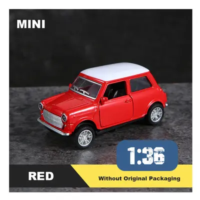 (MINI Red) 1:43 Alloy Vintage Diecast Car Model Classic Pull Back Car Model Miniature Vehicle Re