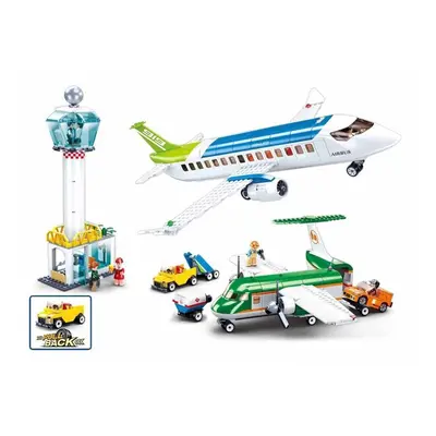 (731pcs) 731pcs Aviation World Civil Airport Aircraft Assembly Model Building Block Pull Back Lu