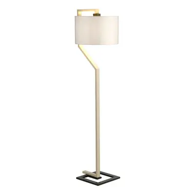 Floor Lamp Light Ivory Shade Cream And Dark Grey Painted Metal Base LED E27 60W