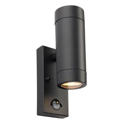 Twin Up & Down Wall Light - PIR Sensor - x 7W GU10 LED - Satin Black