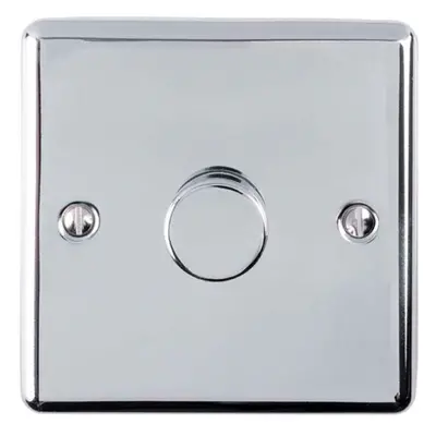 1 Gang 400W Way Rotary Dimmer Switch CHROME Light Dimming Wall Plate